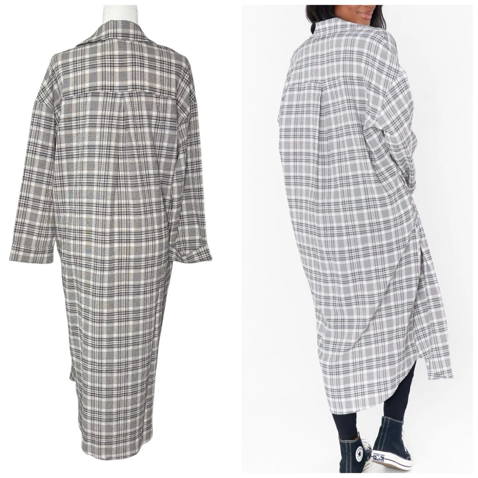 Show Me Your Mumu‎ XS Oversized Leo Button Down Tunic Shirt Dress Seersucker - Image 6