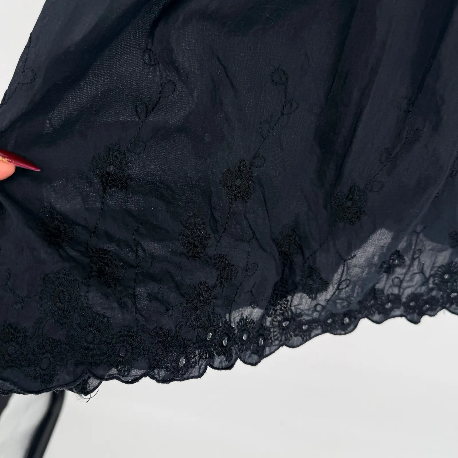 Naked Zebra Black Lace Trim Babydoll Sleeveless Tank M Goth Chiffon Silk Cotton - Image 5