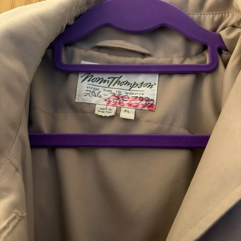 Norm Thompson Classic Beige Trench Coat size PL Tan - Image 2
