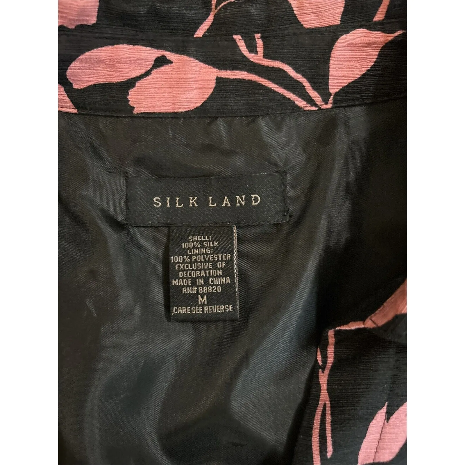 Silk land 100% Silk 3/4 Sleeve Floral w/Sequins Lined Blazer SZ Med Y2K Coquette Black - Image 7