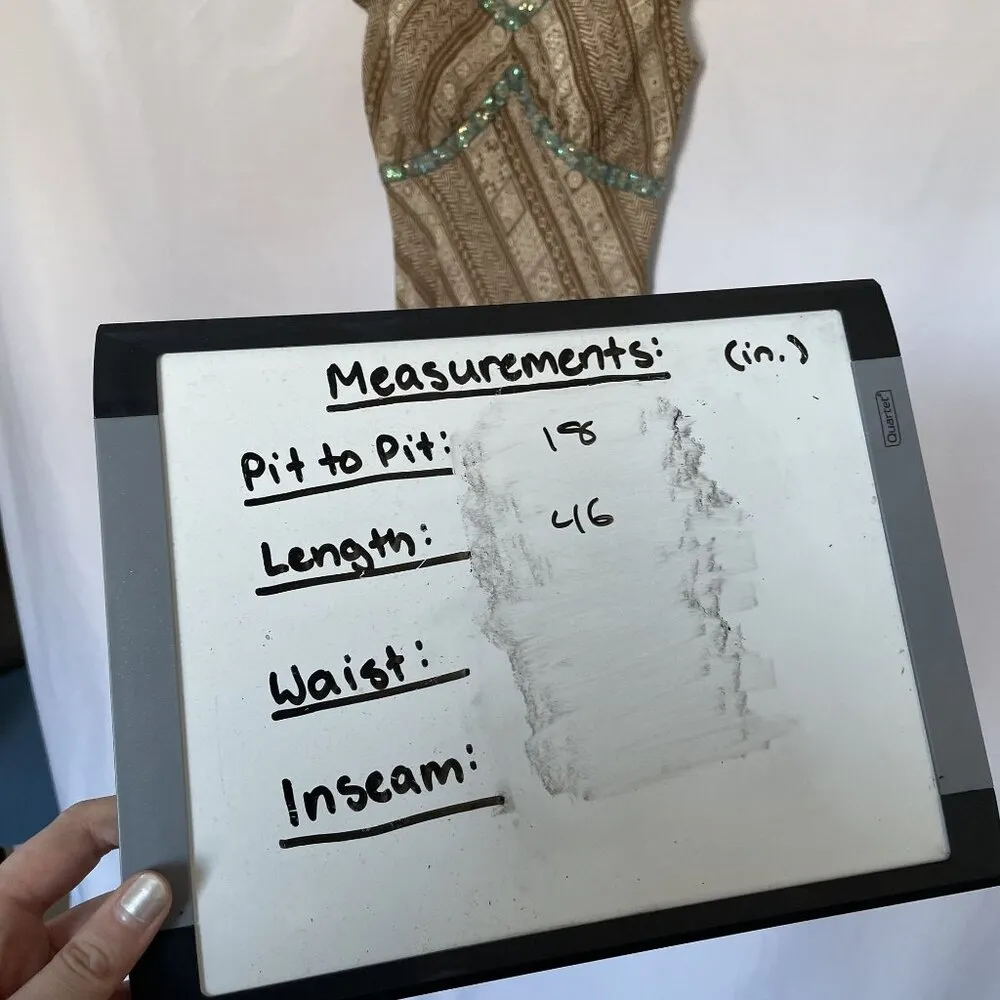 Sangria Vintage low waist Bohemian Brown Dress Beaded V-Neck Ruffled sleeve 10 - Image 7