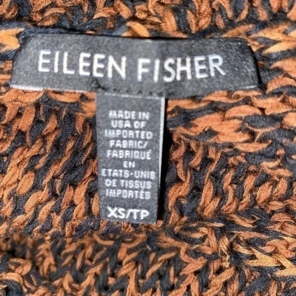 Eileen Fisher Organic Cotton Linen Blend Long Sleeve Knit Funnel Neck Sweater XS - Image 5