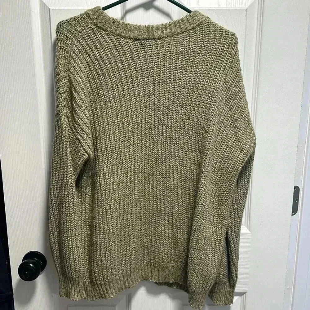 SO green/tan oversized knit sweater - Image 4