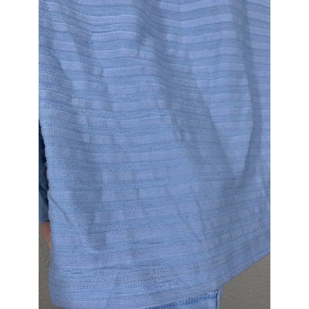 IBEX XS Open Front Knit Cardigan Sweater Merino Wool Blend Blue Textured… - Image 7