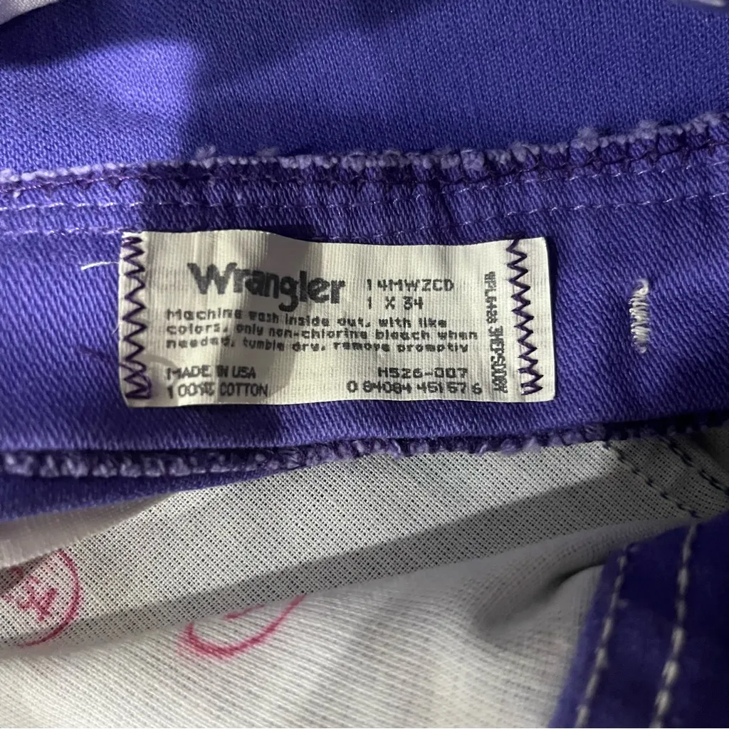 Vintage Wrangler tempered leg purple Shorts Altered Distressed NEW USA cotton XS - Image 4