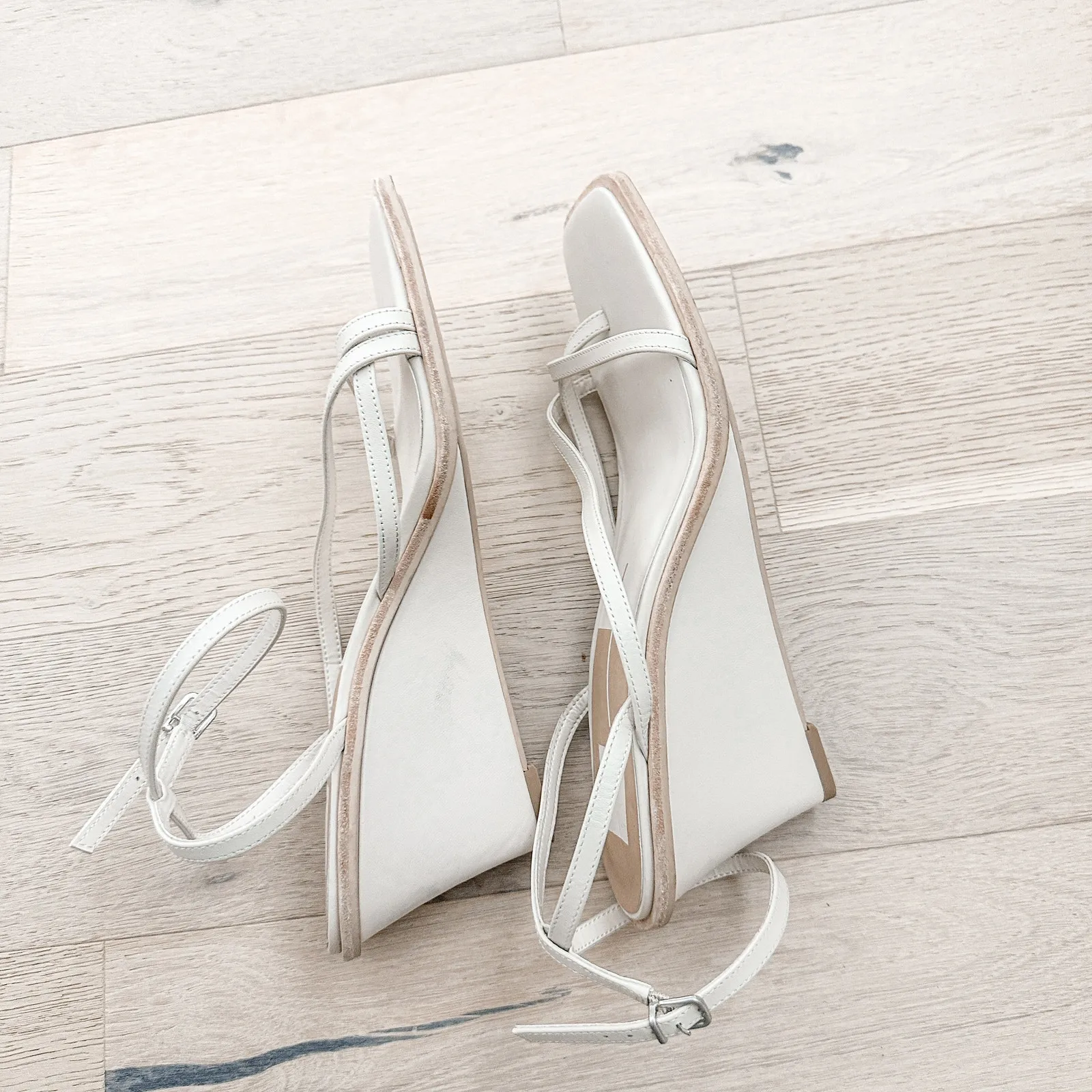Dolce Vita Gemini Leather Strappy‎ Wedge Sandal Cream Size 11 Minimal Summer - Image 9
