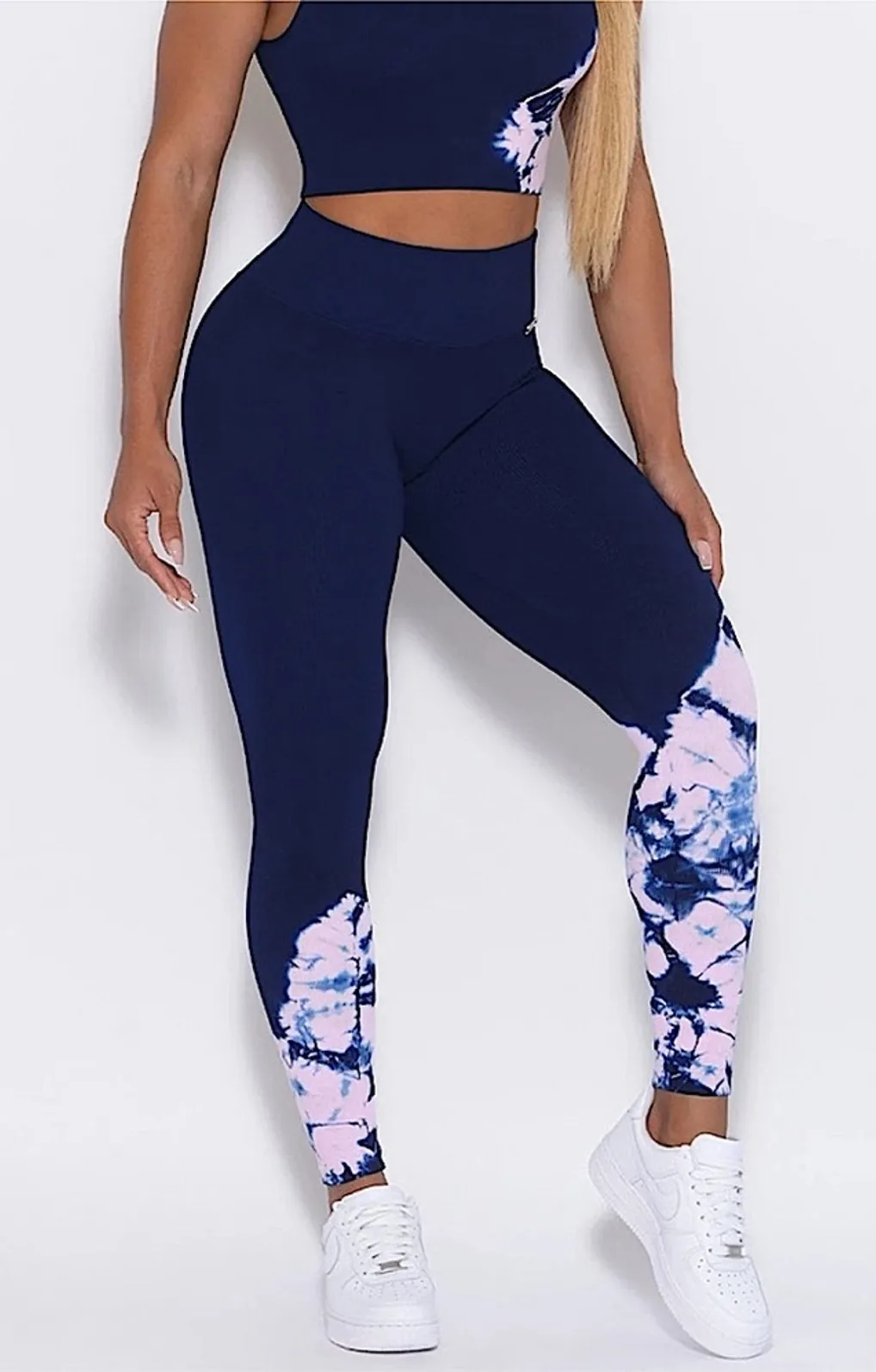 Bombshell Sportswear Dip Dye Seamless Leggings in Navy Lilac Size XS/S - Image 1