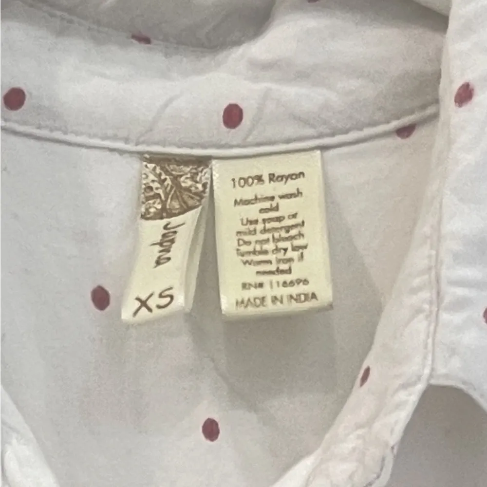 Japna White Polka Dot Button Down Tie Front Collared Tank Top Women’s Size XS - Image 3