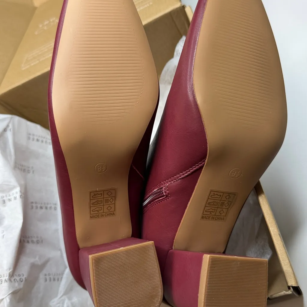 Journee Women's Haylinn Square Toe Booties- Brick Faux Leather- Size 8.5 - Image 9