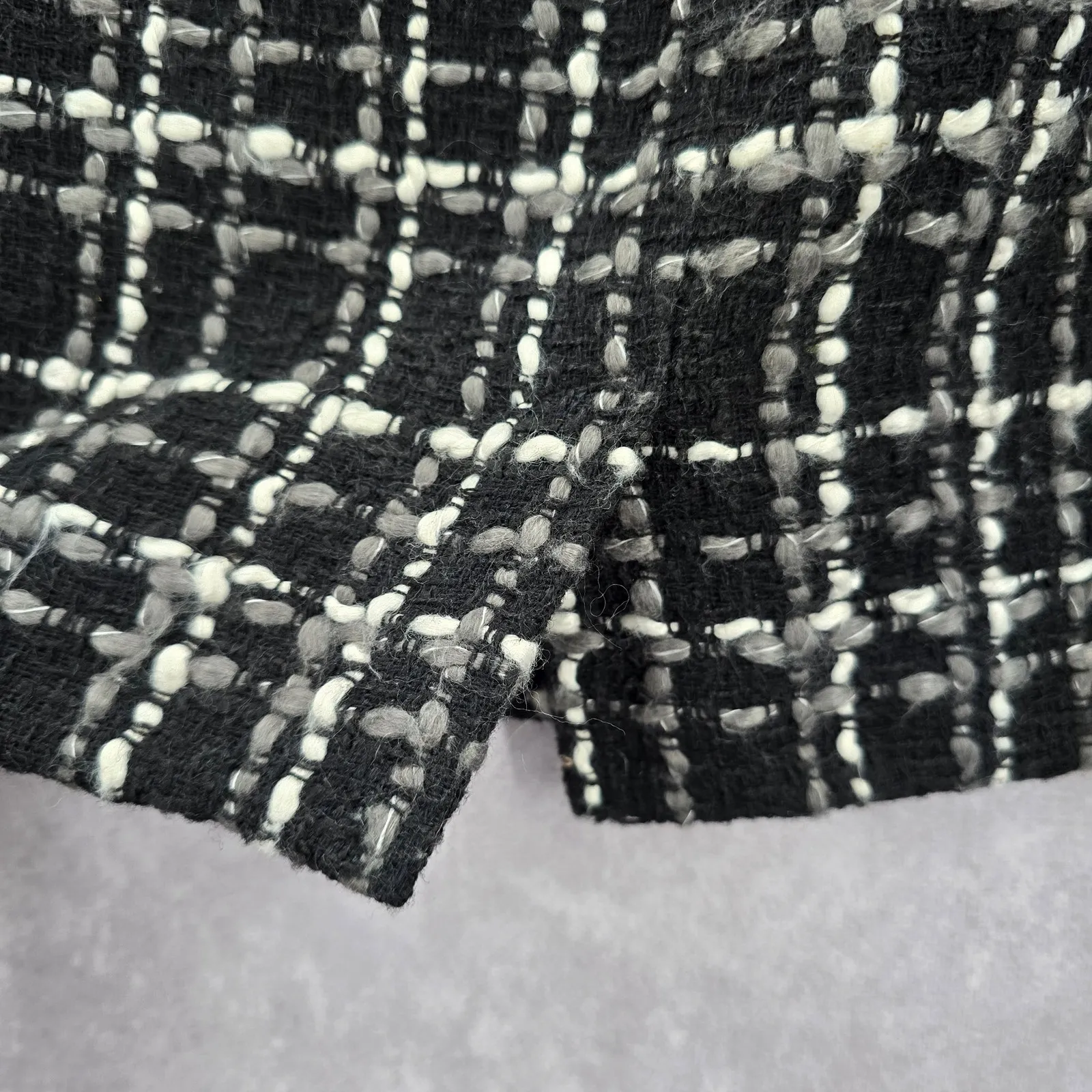 Ann Taylor Black Weave Plaid Tartan Preppy Mini Short Petite Skirt 6P - Image 4