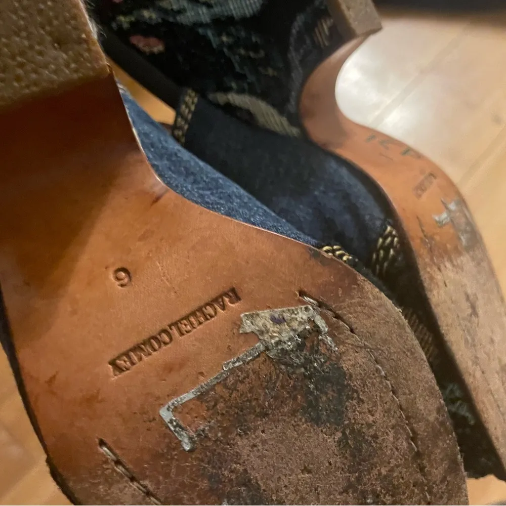 Rachel Comey Denim Embroidery Open Toe Mules - Image 8