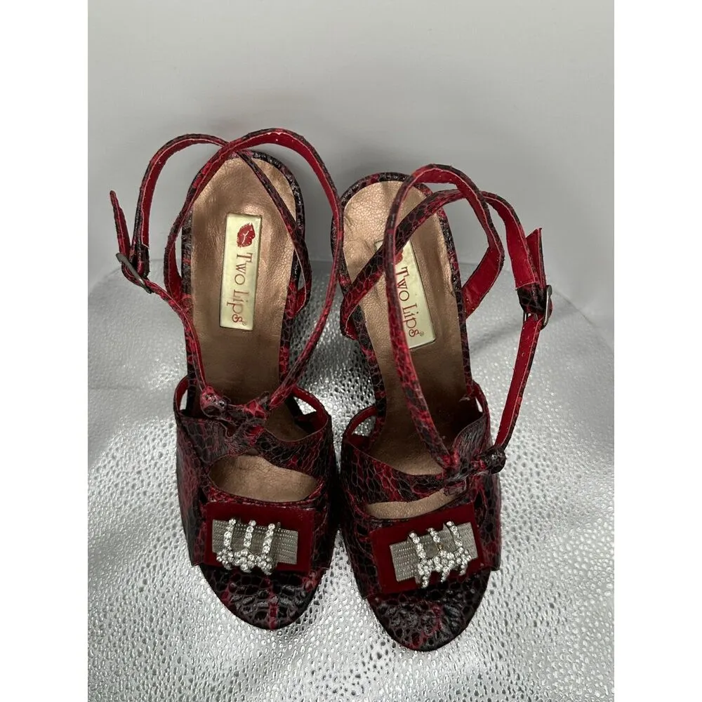 Super Cute Y2K Red Wedge Size 8 - Image 3