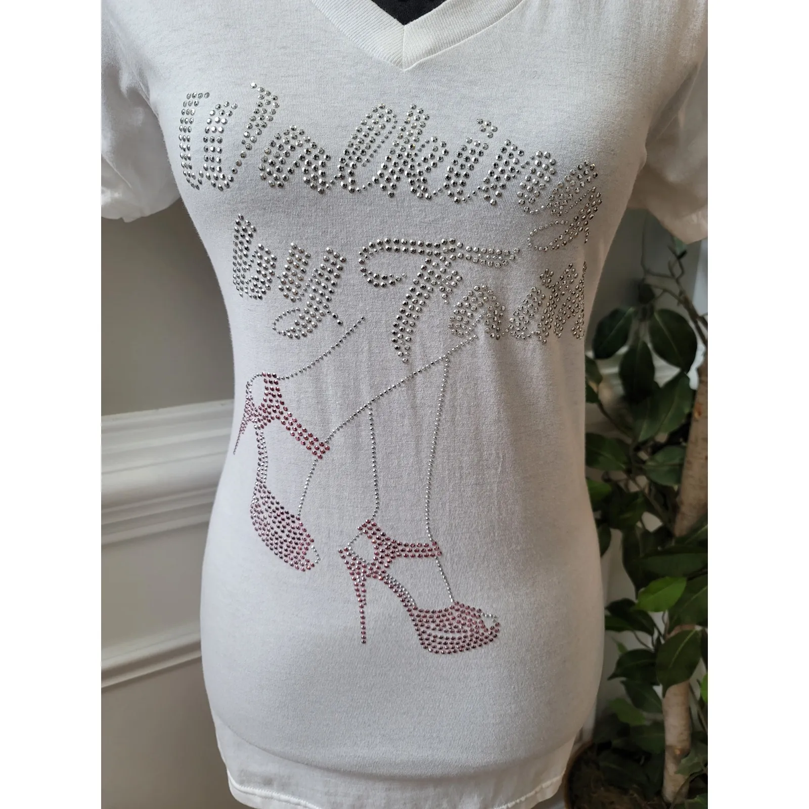 The Concert Tee Shirt Women's Size M White Rhinestone Graphic Walking By Faith Size M - Image 3