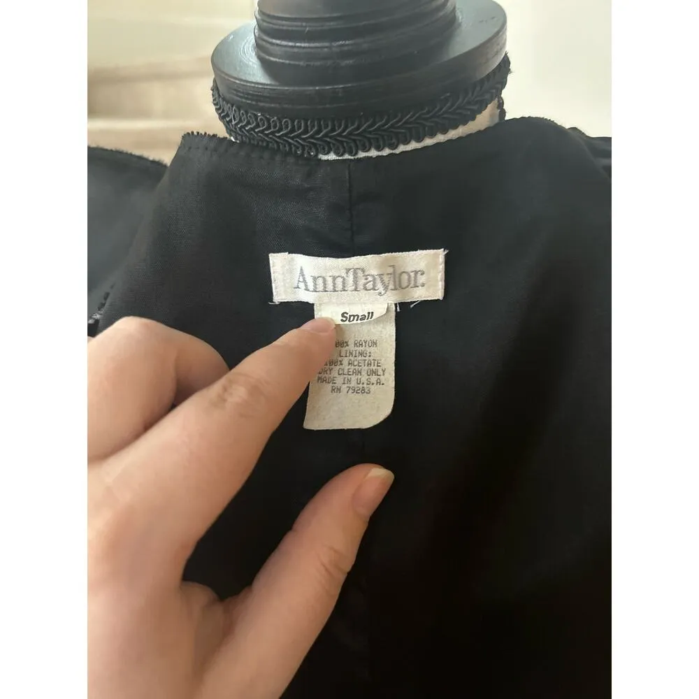 Vintage Ann Taylor Black Crushed Velvet Long Line Cardigan - Image 6