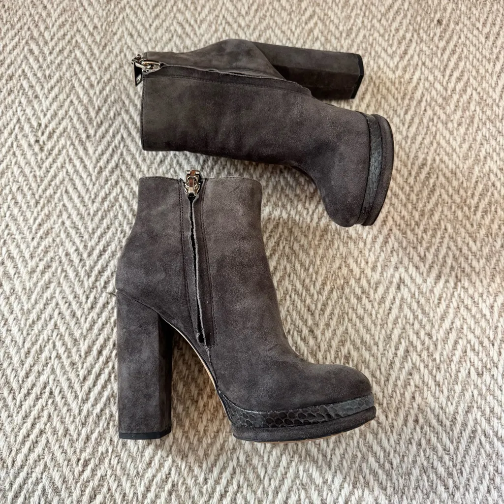 Dolce Vita Vergo Platform High Heel Booties, Galaxy Grey Suede Gray Size 8 - Image 2