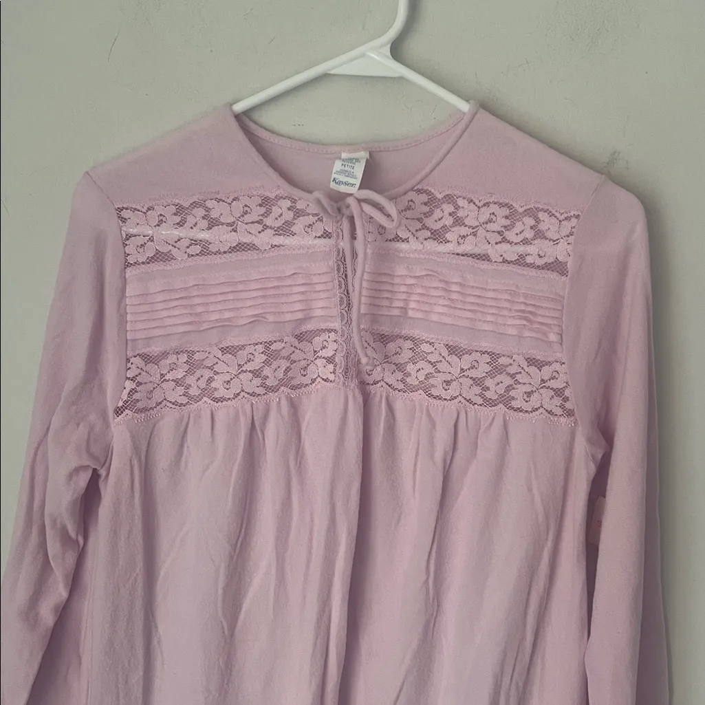 💖 Vintage Kayser Pink Flannel Nightgown — Cozy Cottagecore Petite Sleepwear Size undefined - Image 3