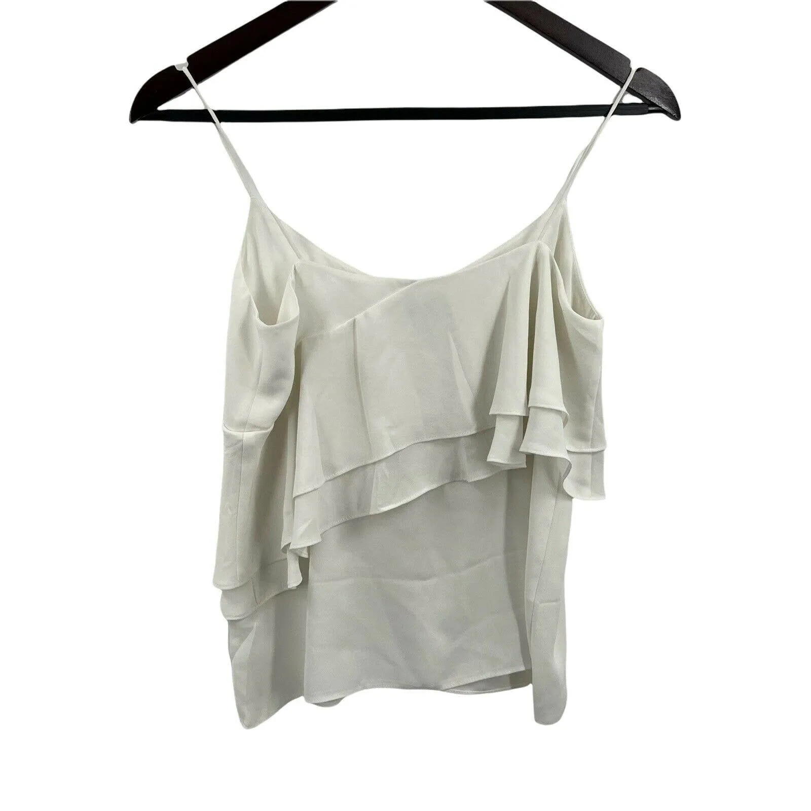 J‎ Crew Ruffle Front White Camisole Size 0 Petite - Image 2