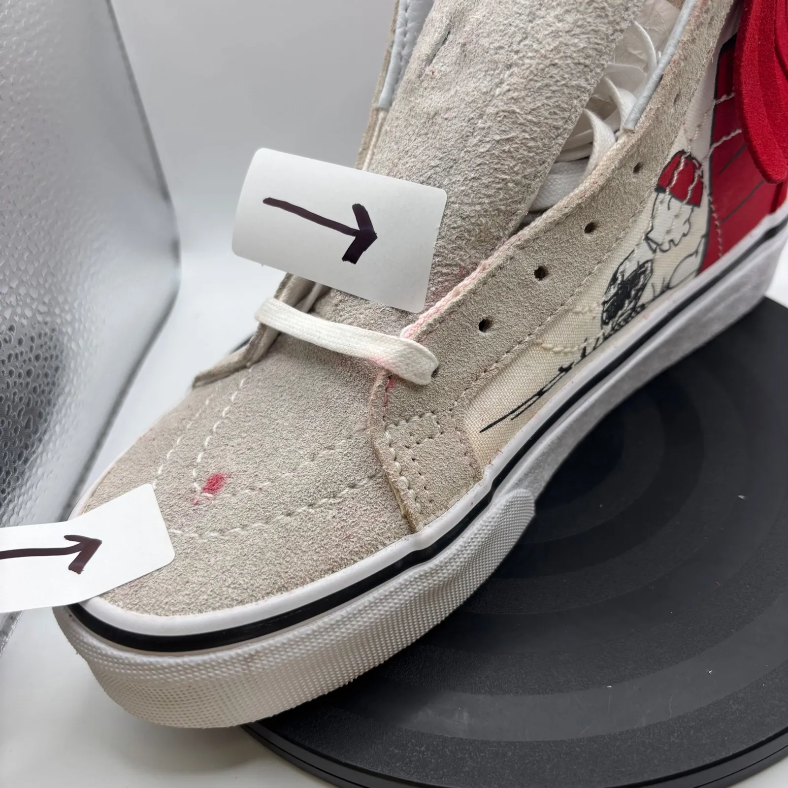 Vans x Peanuts Snoopy Red Fringed High Top Sneakers Shoes Men's‎ 4 Women's 5.5** - Image 6