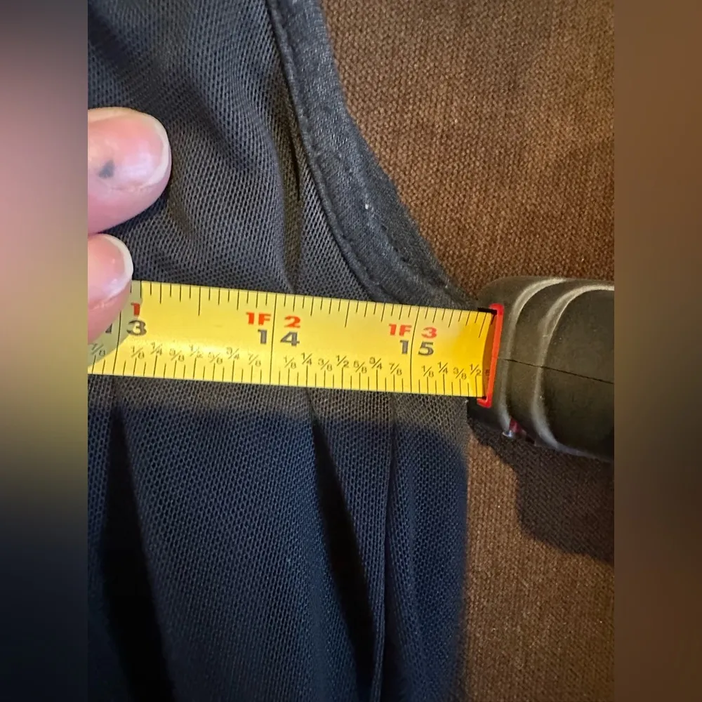 Costa Blanca Black Sleeveless Top Over Lap Sheer Front Round Neck Line SZ M Size M - Image 11