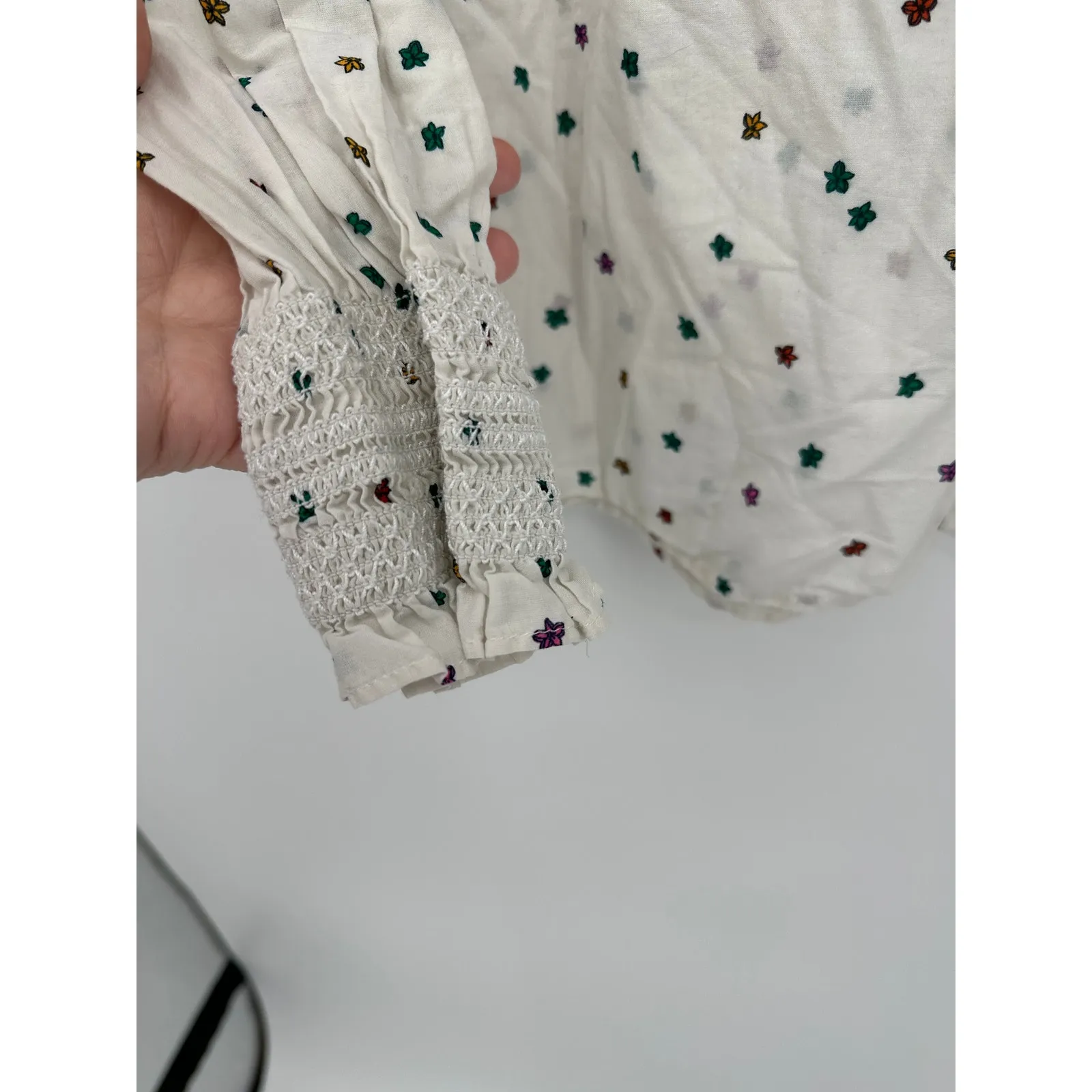 Talbots Womens Floral Polka Dot Top Size L Cotton Peasant Feminine Lightweight - Image 3