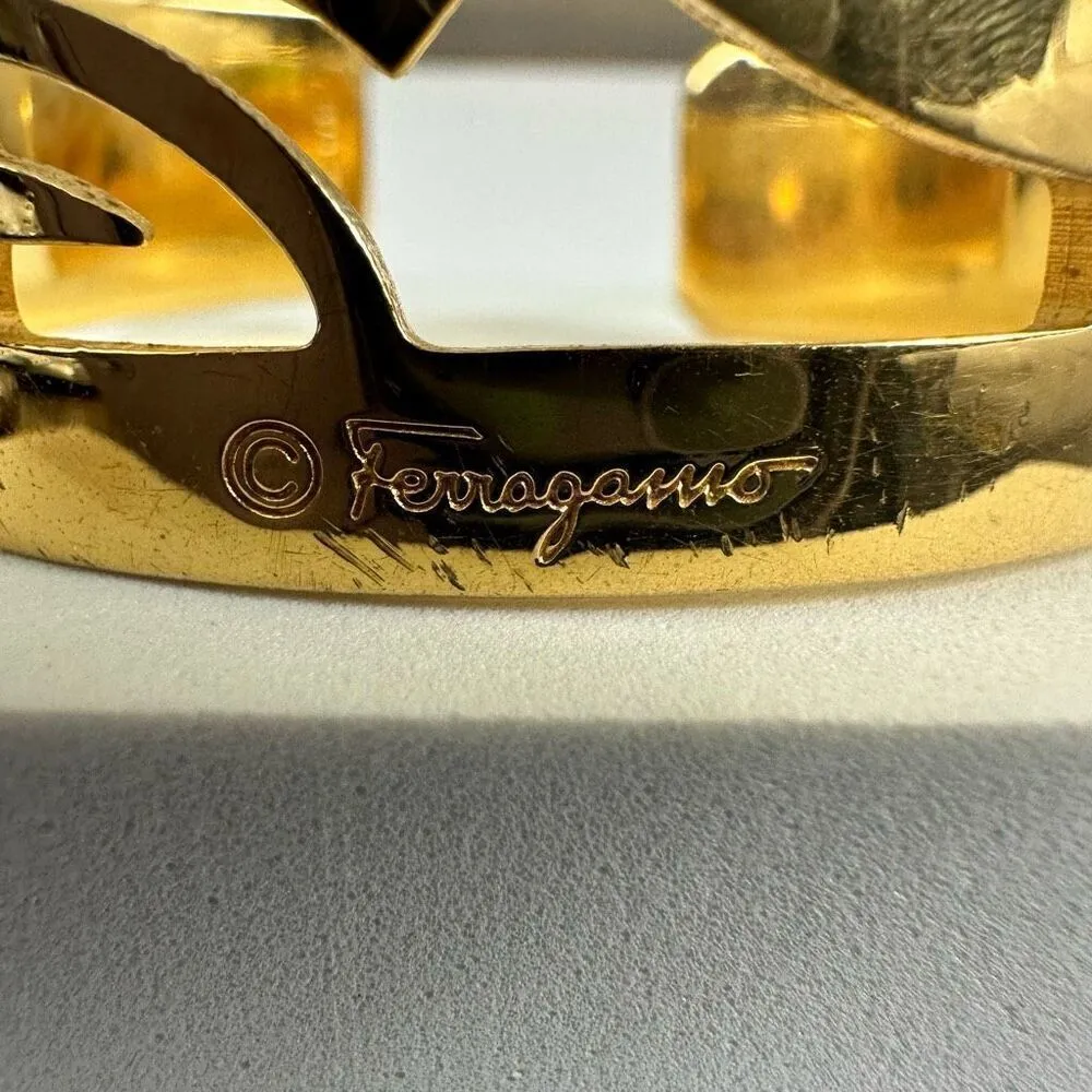 Salvatore‎ Ferragamo Gold Tone Bangle Bracelet - Image 4