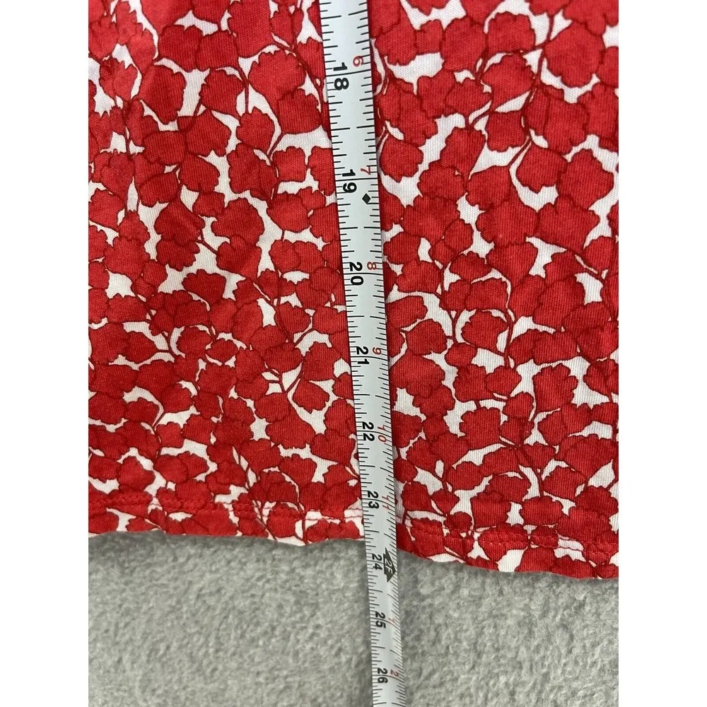 MK Michael Kors Women's Blouse Short Ruched Sleeve Size Small Red Cotton blend - Image 9