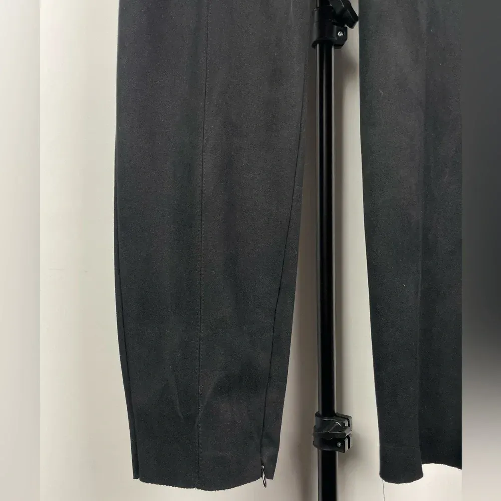 Zara Basic Black‎ Faux Suede Tapered Ankle Zip Mid Rise Elastic Waist Leggings - Image 3
