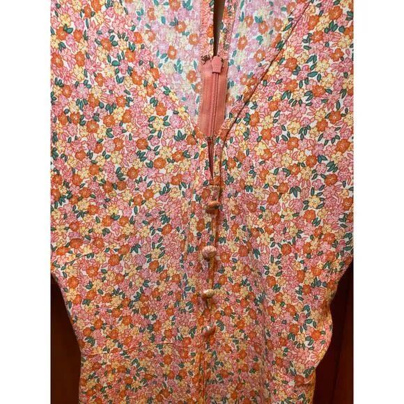 Faithfull The Brand Women 4 Orange & Pink Floral Flower Jumpsuit Romper - Image 16
