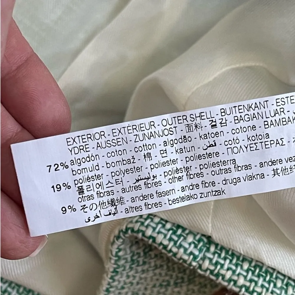 ZARA New Luxury Preppy Green Long Sleeves Round Neck Textured Crop Blazer Sz XL - Image 14