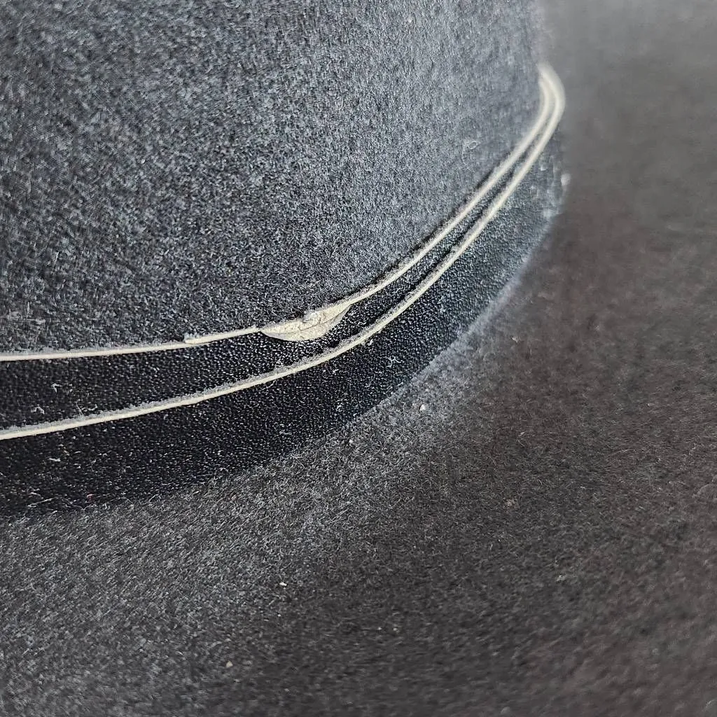 Kendall and Kylie Black Wool Fedora Hat with Faux Leather Trim One Size - Image 4