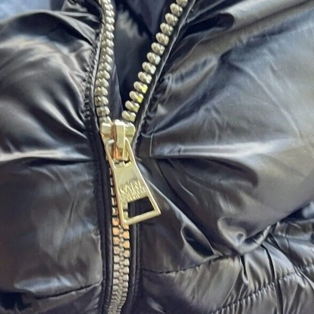 Karl Lagerfeld Packable Puffer Jacket Quilted Hooded Waist Coat Women’s Sz S - Image 8