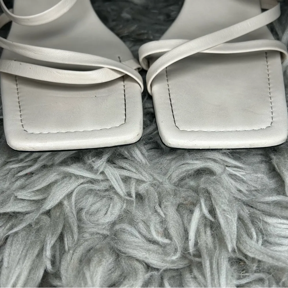 Zara neutral off white square toe round heel strappy sandals women’s shoe size 9 - Image 6