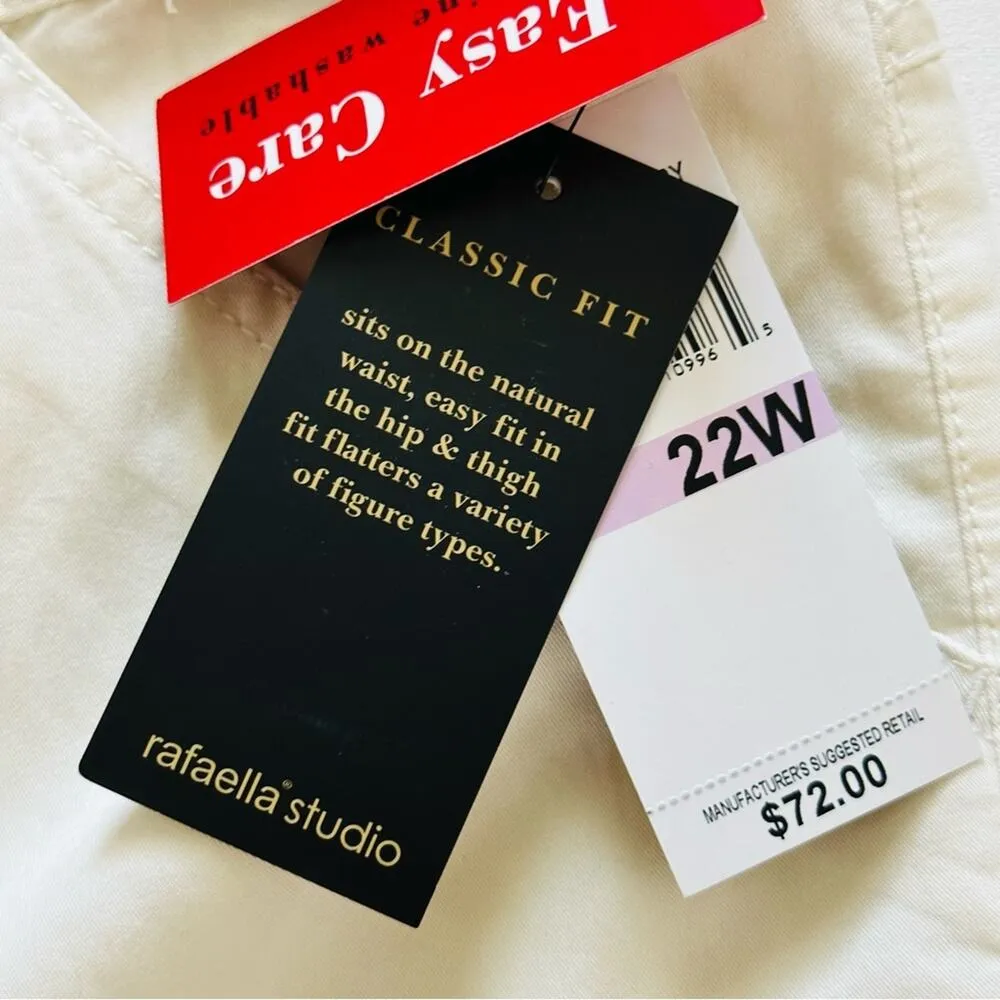 Rafaella Studio Capri Pants Cream Lightweight Pockets Cargo Plus Size 22W NEW - Image 9