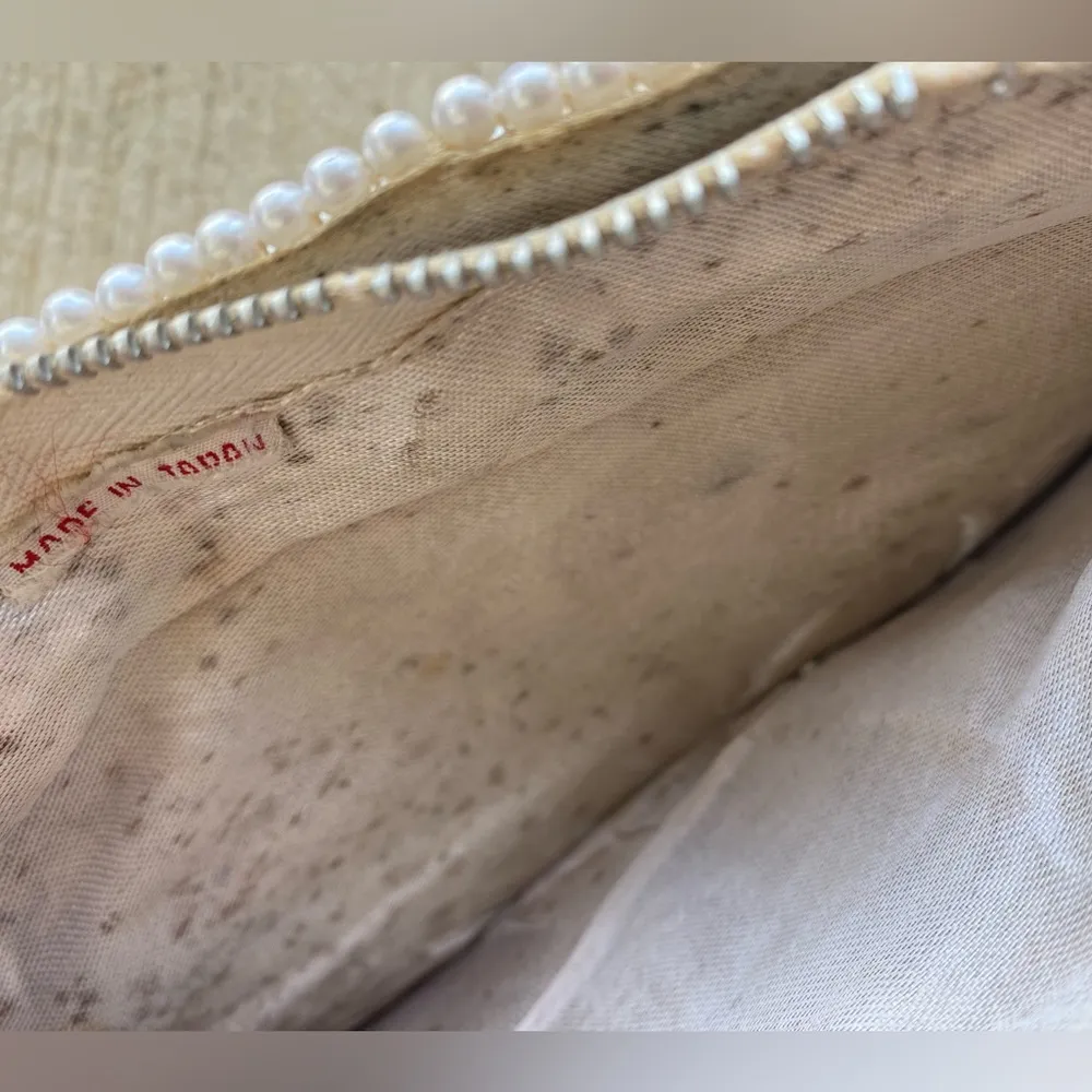 Vintage Beaded Clutch Handbag Silver - Image 3