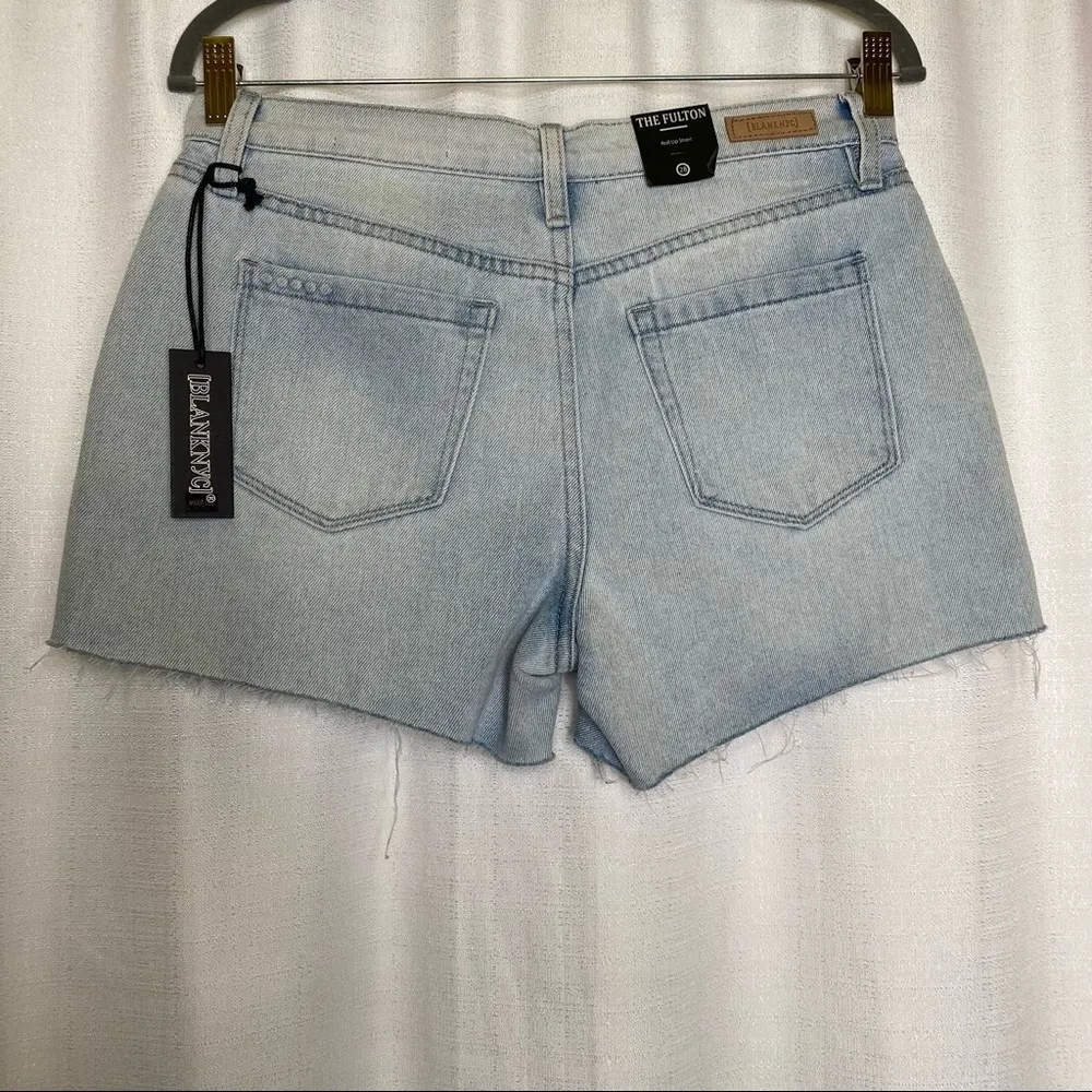 Blank NYC Raw Hem The Fulton Denim Roll Up Shorts in Blue Steel size 28 🆕 - Image 16