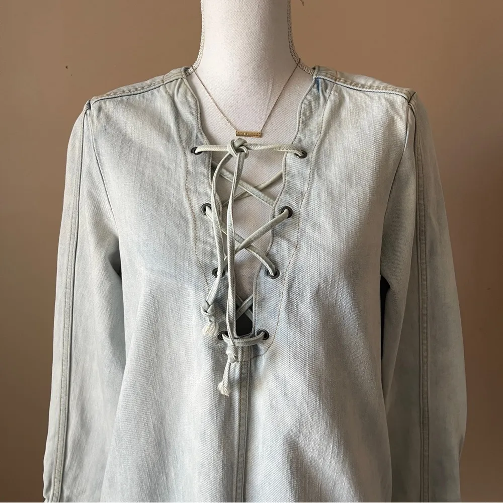 FREE PEOPLE | Neopolitan Dreams Light Wash Denim Tunic Sz XS - Image 5