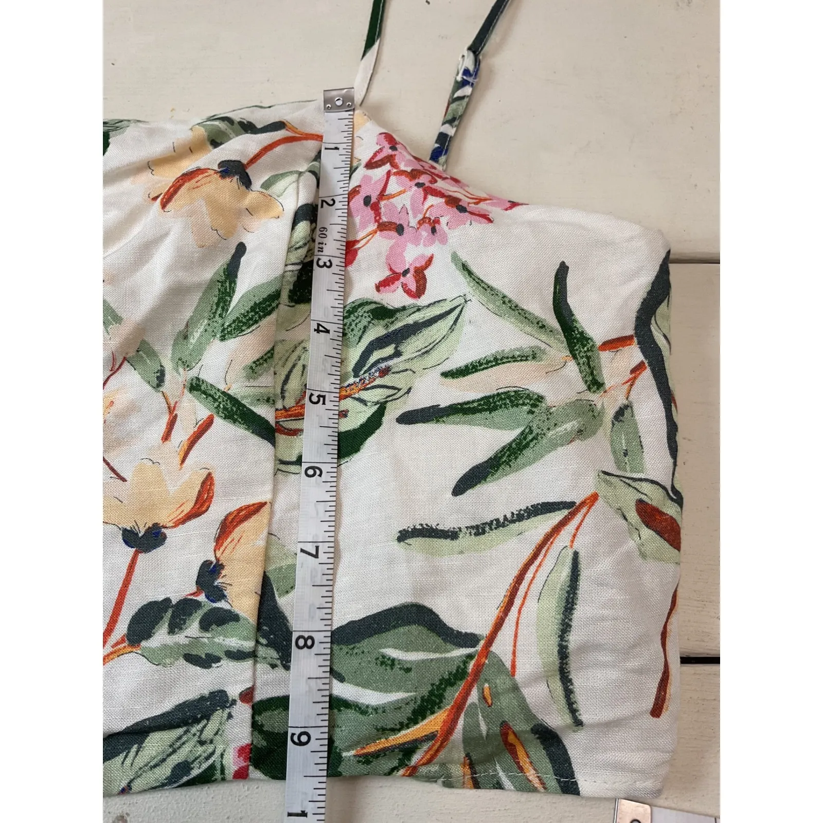 H M Linen Blend Floral Crop Top Maxi Skirt Set Size L - Image 11