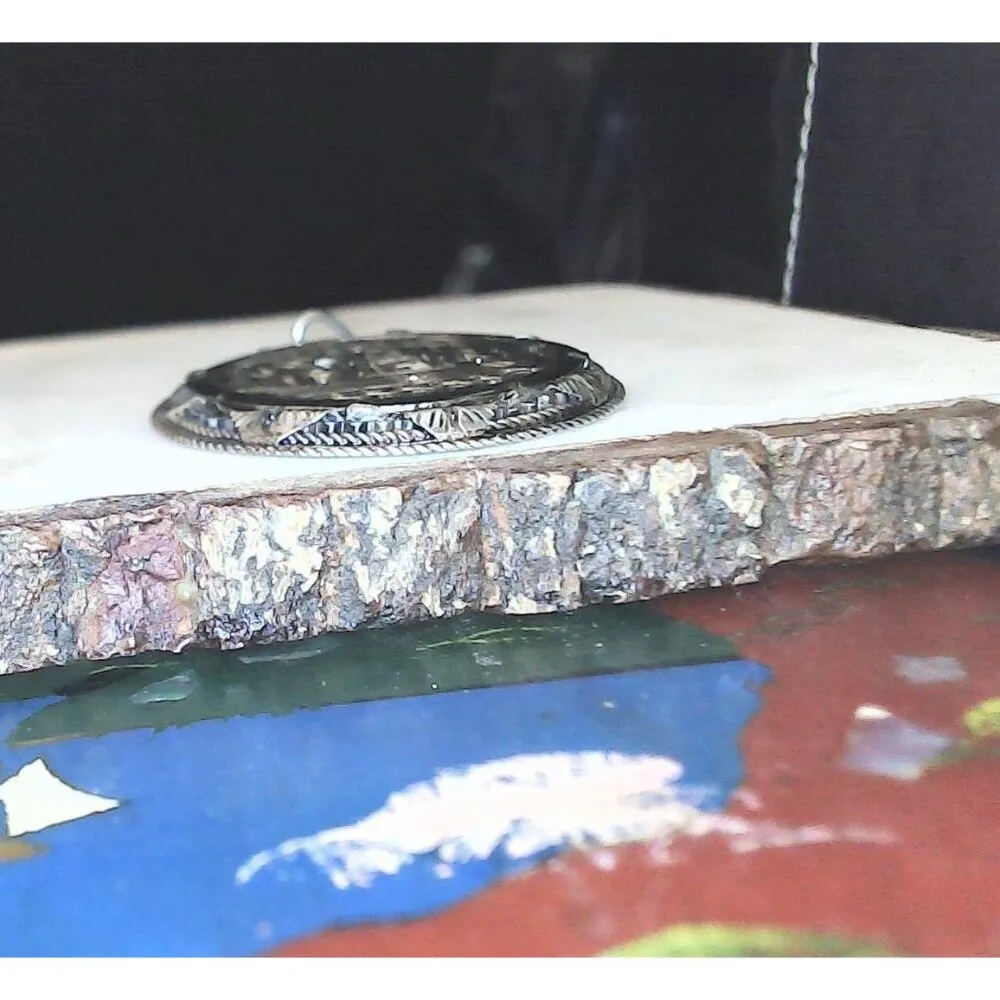 Egyptian Storyteller Round 925 Sterling Silver Vintage with Rope Chain - Image 6