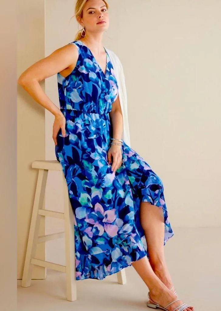 Soft Surroundings Ashlyn floral high/low ruffle maxi dress. Size Medium. NWT. - Image 7
