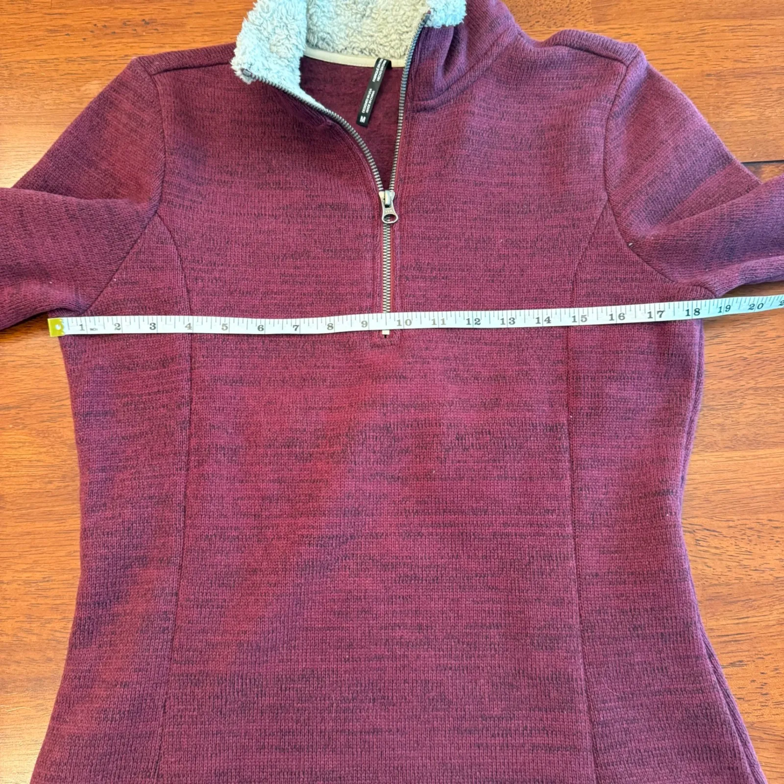 Kuhl‎ Alaska 1/4 Zip Pullover Maroon Knit Fleece Sweater Size Medium - Image 9