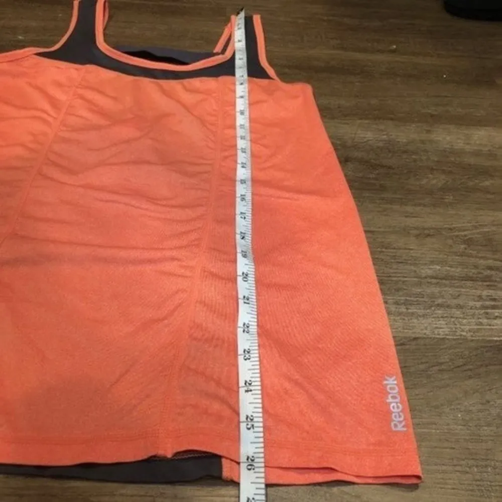 Reebok Athletic Tank Top Orange Grey Gray S SM Small Sleeveless Colorblock Yoga - Image 9