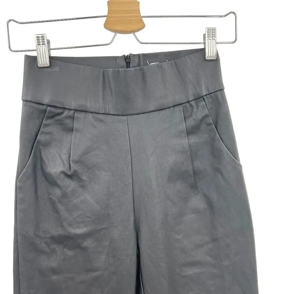 Polly‎ Black Faux Leather Coated Skinny Ankle Zip Pants Size 8 - Image 2