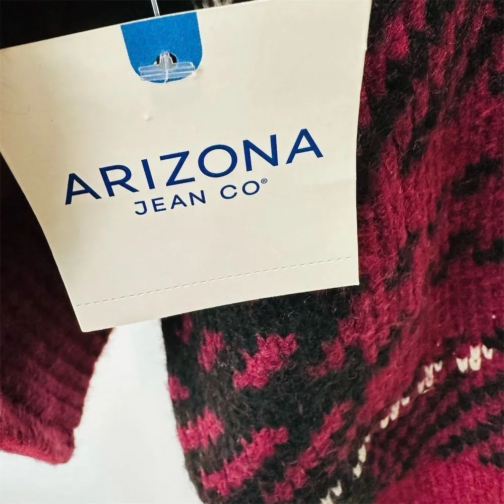 NWT Arizona‎ Jean Co. Women's XL/XXL Burgundy Plaid Pullover Sweater Casual Fall Red - Image 4