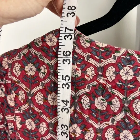 AnaMika Khanna Boho Patchwork Floral Tunic Dress Belted Long Sleeve India Red Size M - Image 8