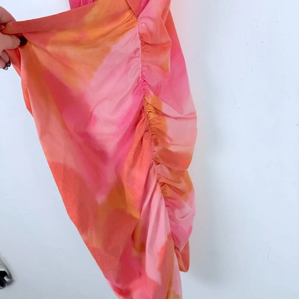 LUXE x MILLIE Ruched Mini Dress with Keyhole in Marble Print Size 12 EUC - Image 9