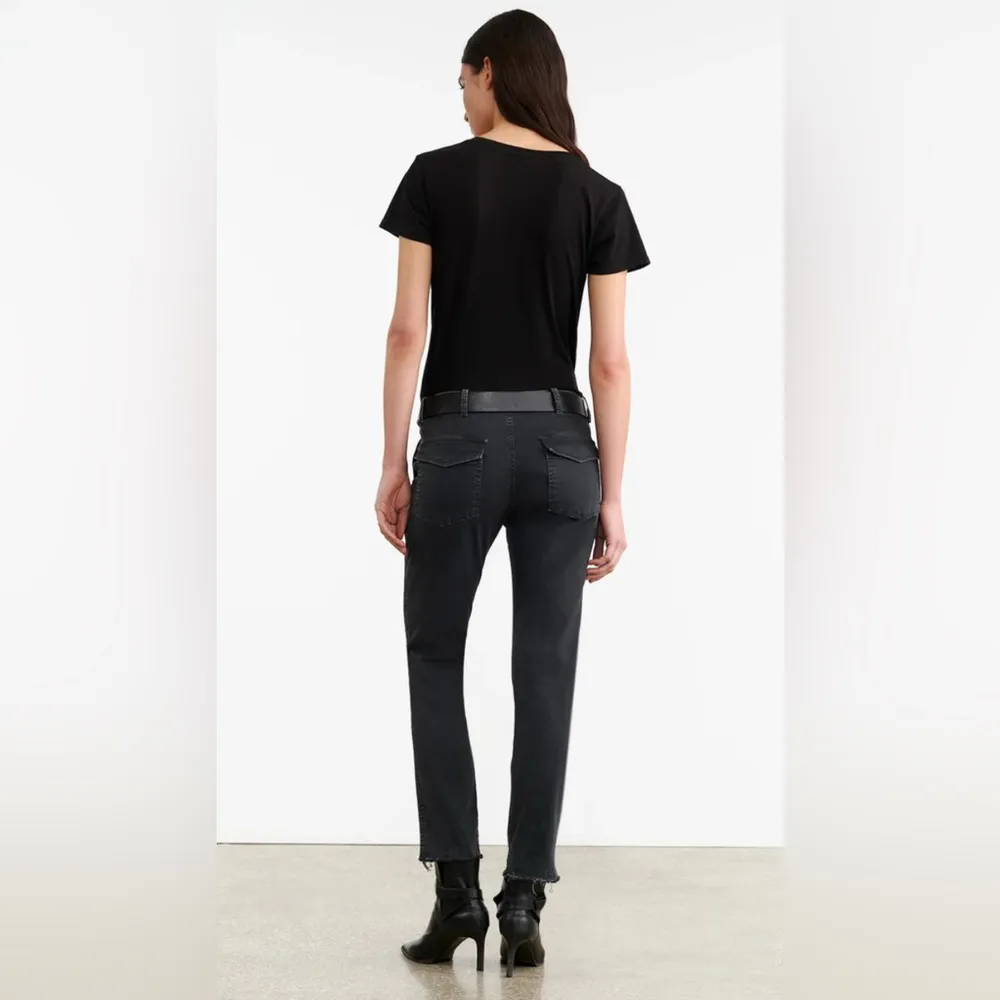 Nili Lotan Jenna Pant Raw Hem Military Style Carbon Black Mid Rise Women’s Sz 0 - Image 3