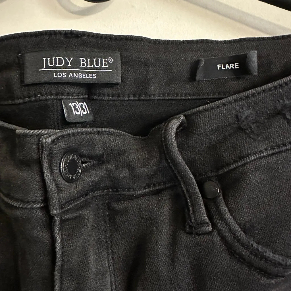Judy Blue Black Distressed Flare Jeans - Image 2