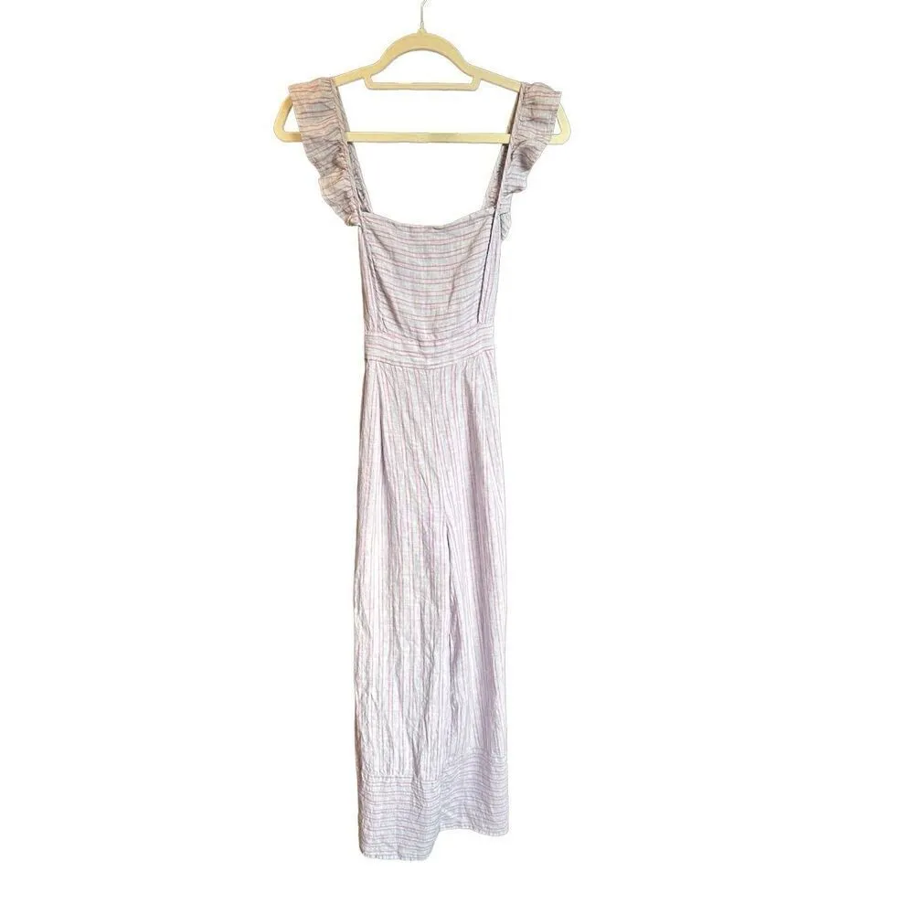Anthropologie Elevenses Nantucket Linen Jumpsuit Lavender Lilac Sz 4 - Image 3