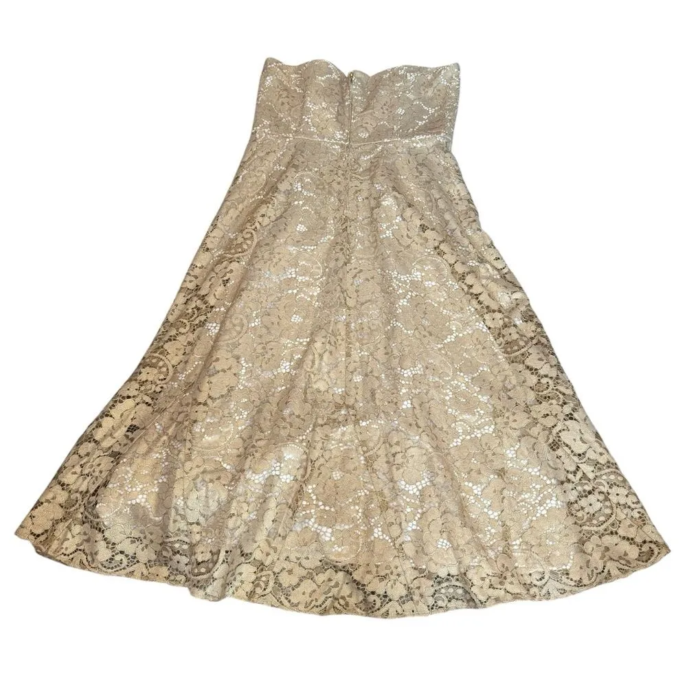 Lilly Pulitzer Sz 10 Aubrianna Strapless Midi Dress Gold Lace Metallic Gown‎ NWT - Image 5
