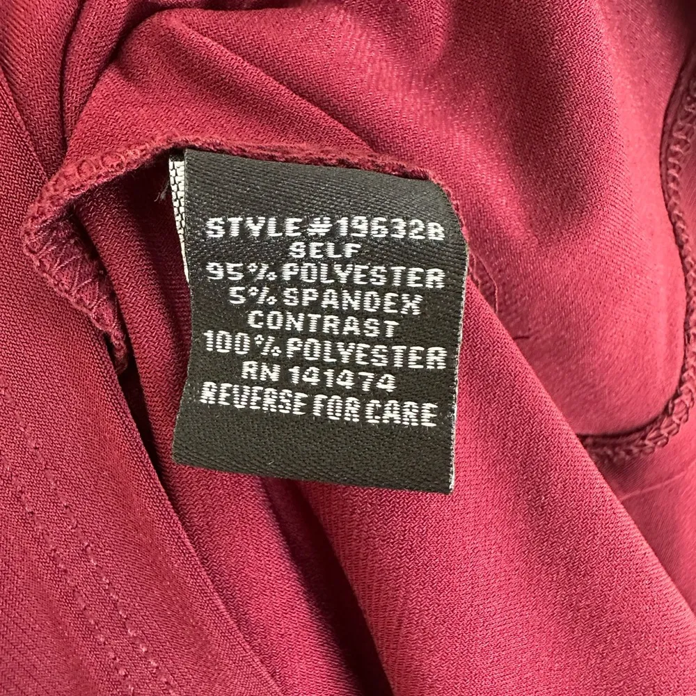 Burgundy Blouse Sz L Scarf Tie Top V Neck 3/4 Sleeve Office Career Casual Red Size L - Image 6